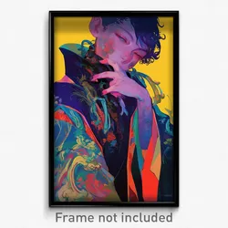 Anime Art Poster - Boy Feeling Brooding Wearing Grand Sleeveless Kimono (Print)