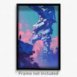 Art Poster - Giant Fortifications (Psychedelic Trippy Weird 11x17 Cartoon Print)