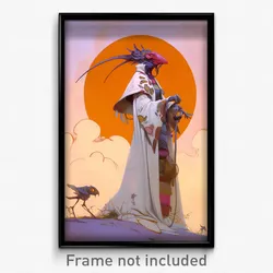 Art Poster - Woman Feeling Patience Wearing Thrifty Baggy Clothes (Art Print)