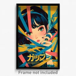 French Movie Poster - Girl Feeling Coercive, Multicolored Blue Ribbon (Print)