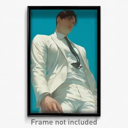 Anime Art Poster - Man Feeling Confident Wearing Thrifty White Suit (Print)