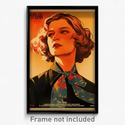 Russian Movie Poster - Woman Feeling Empathy, Whimsical Neck Ribbon (Art Print)