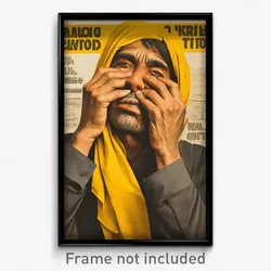 Bollywood Movie Poster - Man Feeling Neglect, Heartfelt Yellow Neckerchief