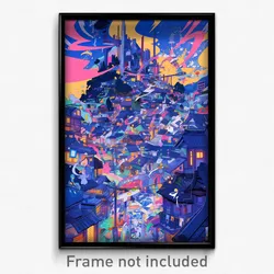 Art Poster - Webbed Town (Psychedelic Trippy Weird 11x17 Print)