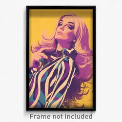 French Movie Poster - Woman Feeling Thrilled, Marvelous Purple Ves (Art Print)