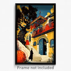 Greek Movie Poster - Velvety Cloister (Greece Psychedelic Art Retro Film Print)