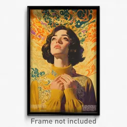 Greek Movie Poster - Girl Feeling Self Critical, Stylish Beige Sweater (Print)