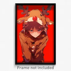 Anime Art Poster - Boy Feeling Glumness, Outrageous Reindeer Costume (Print)