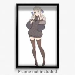 Anime Art Poster - Woman Feeling Annoyance, Gorgeous Over Kneehighs (Print)