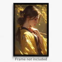 Art Poster - Woman Feeling Surprise Wearing Accomplished Tress Ribbon (Print)