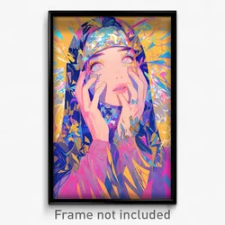 Art Poster - Girl Feeling Self Compassionate Wearing Quirky Veil (Art Print)