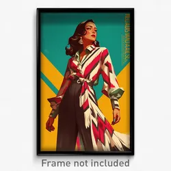 Mexican Movie Poster - Woman Feeling Happy, Zigzag Long Shirt (Mexico Art Print)