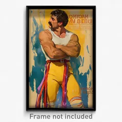 Greek Movie Poster - Man Feeling Strong, Kaleidoscopic Ribbon Trimmed Legwear