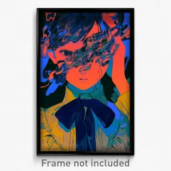 Anime Art Poster - Woman Feeling Sorrow Wearing Genuine Blue Bowtie (Print)