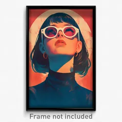Mexican Movie Poster - Girl Feeling Suspense, Luxurious White Framed Eyewear
