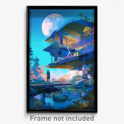 Movie Art Poster - Evergreen Modern Architecture (Psychedelic Retro Film Print)