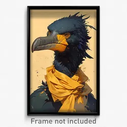 Art Poster - Cormorant Feeling Grumpiness, Rambunctious Yellow Neckerchief
