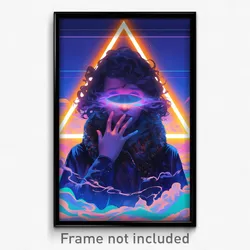 Movie Art Poster - Woman Feeling Suspense, Triangular Fur Trimmed Jacket (Print)