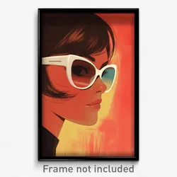 French Movie Poster - Girl Feeling Cheeky, Wild White Framed Eyewear (Art Print)