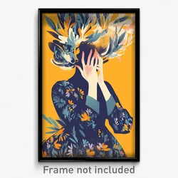 French Movie Poster - Woman Feeling Patience, Oddball Dress Flower (Art Print)