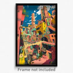 Art Poster - Vibrating Mexican City (Psychedelic Trippy Weird 11x17 Print)