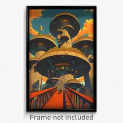Movie Art Poster - Great Bridge (Psychedelic Trippy Retro Cartoon Film Print)