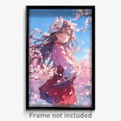 Anime Art Poster - Girl Feeling Lonely, Outstanding Cherry Blossoms (Print)