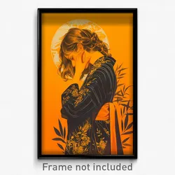 Mexican Movie Poster - Woman Feeling Spite, Striped Orange Kimono (Art Print)