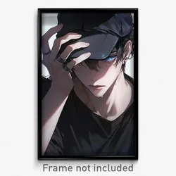 Anime Art Poster - Man Feeling Rejected Wearing Gripping Black Headwear (Print)
