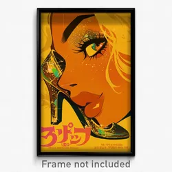 Brazilian Movie Poster - Woman Feeling Loopy, Sparkling Yellow Footwear (Print)