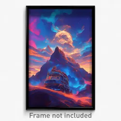 Movie Art Poster - Cloudy Fjord (Psychedelic Trippy Retro Cartoon Film Print)