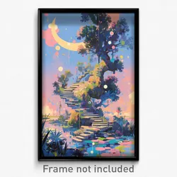 Art Poster - Quaint Ladder (Psychedelic Trippy Weird 11x17 Print)