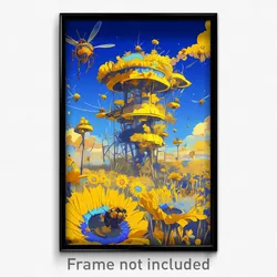 Art Poster - Wire Frame Apiary (Psychedelic Trippy Weird 11x17 Cartoon Print)