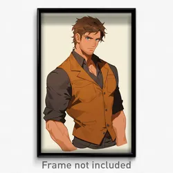 Anime Art Poster - Man Feeling Acceptance Wearing Amazing Brown Vest (Print)