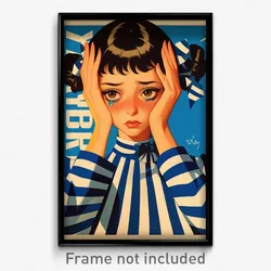 Greek Movie Poster - Girl Feeling Self Loathing, Zigzag Tress Ribbon (Art Print)