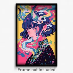 Art Poster - Girl Feeling Sorrow Wearing Noisy Horn Ribbon (Print)