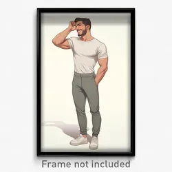 Art Poster - Man Feeling Self Motivated Wearing Agile Grey Pants (Print)