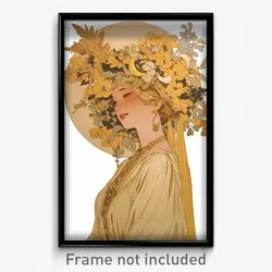 Art Poster - Woman Feeling Happiness, Bulky Crescent Hat Ornament (Art Print)