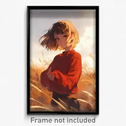 Art Poster - Girl Feeling Trust Wearing Bronze Red Sweater (Art Print)
