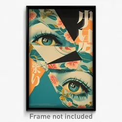 Japanese Movie Poster - Woman Feeling Neglect, Elegant Aqua Bowtie (Art Print)