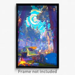 Art Poster - Imperfect Campsite (Psychedelic Trippy Weird 11x17 Print)