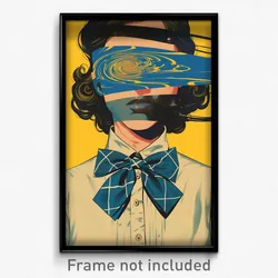 Greek Movie Poster - Woman Feeling Angry, Outgoing Blue Bowtie (Art Print)