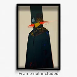 Art Poster - Woman Feeling Confusion Wearing Outgoing Collared Cape (Print)