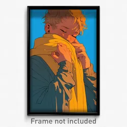 Art Poster - Boy Feeling Guilt Wearing Wavy Yellow Scarf (Art Print)