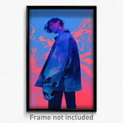 Art Poster - Boy Feeling Attentiveness Wearing Well Off Denim Jacket (Art Print)