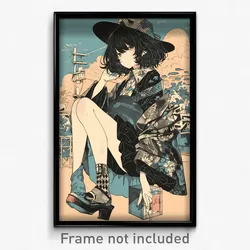 Anime Art Poster - Girl Feeling Cynicism Wearing Cluttered Toeless Footwear