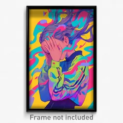 Art Poster - Girl Feeling Overwhelmed Wearing Zigzag Sports (Print)