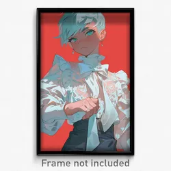 Art Poster - Boy Feeling Hospitable Wearing Immaterial White Bow (Art Print)