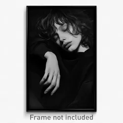 Art Poster - Woman Feeling Lazy Wearing Genuine Black Clothes (Print)