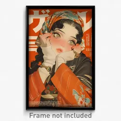 Hebrew Movie Poster - Girl Feeling Woe, Pretty Orange Kimono (Israel Art Print)